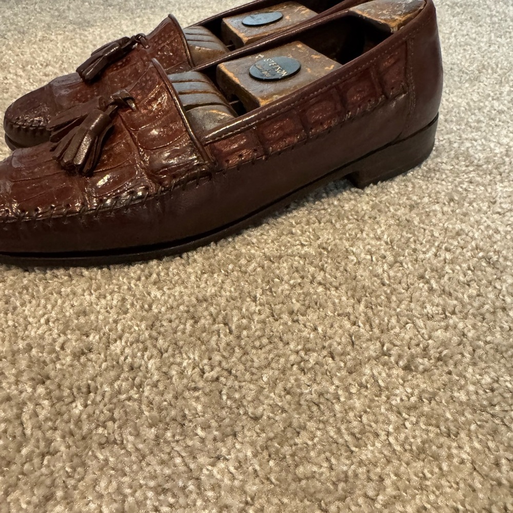 Brown Leather and Genuine Crocodile Loafers for Men - Picture 2 of 5